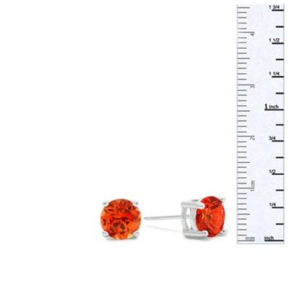 2CT Padparadscha Sapphire Sterling Silver Earrings - Picture 3 of 3